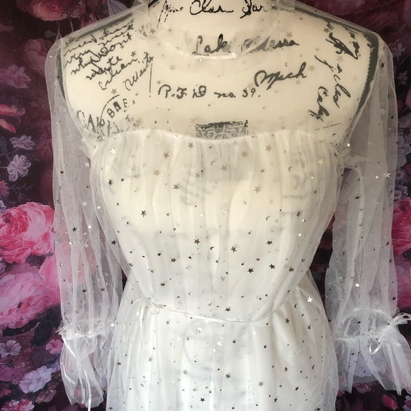 Dress fairy white mesh sequin princess star moon - Picture 10 of 11